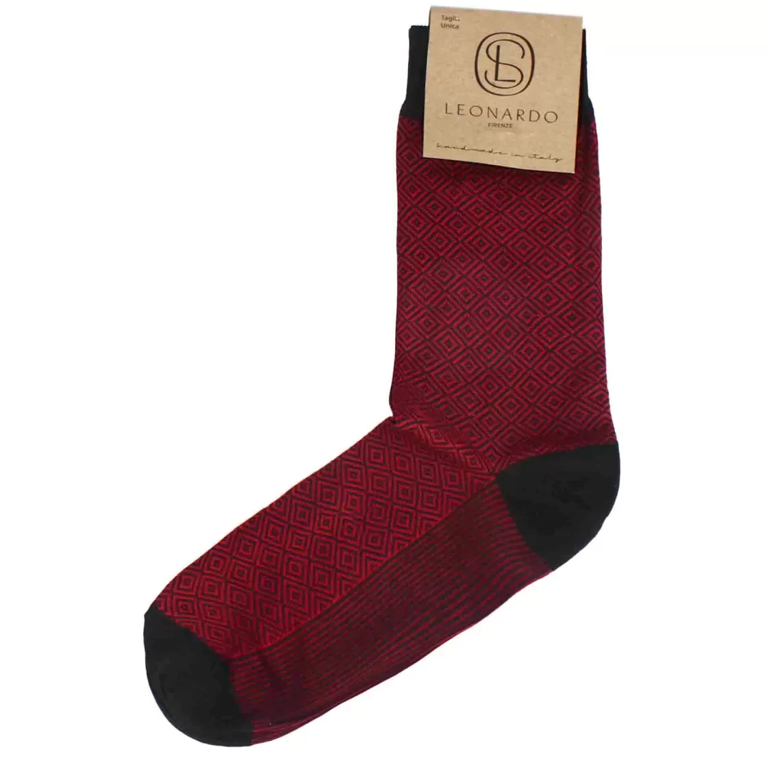 Sale Leonardo Shoes Calzini Da Uomo In Cotone Colore Con Fantasia Colore Nero Rosso