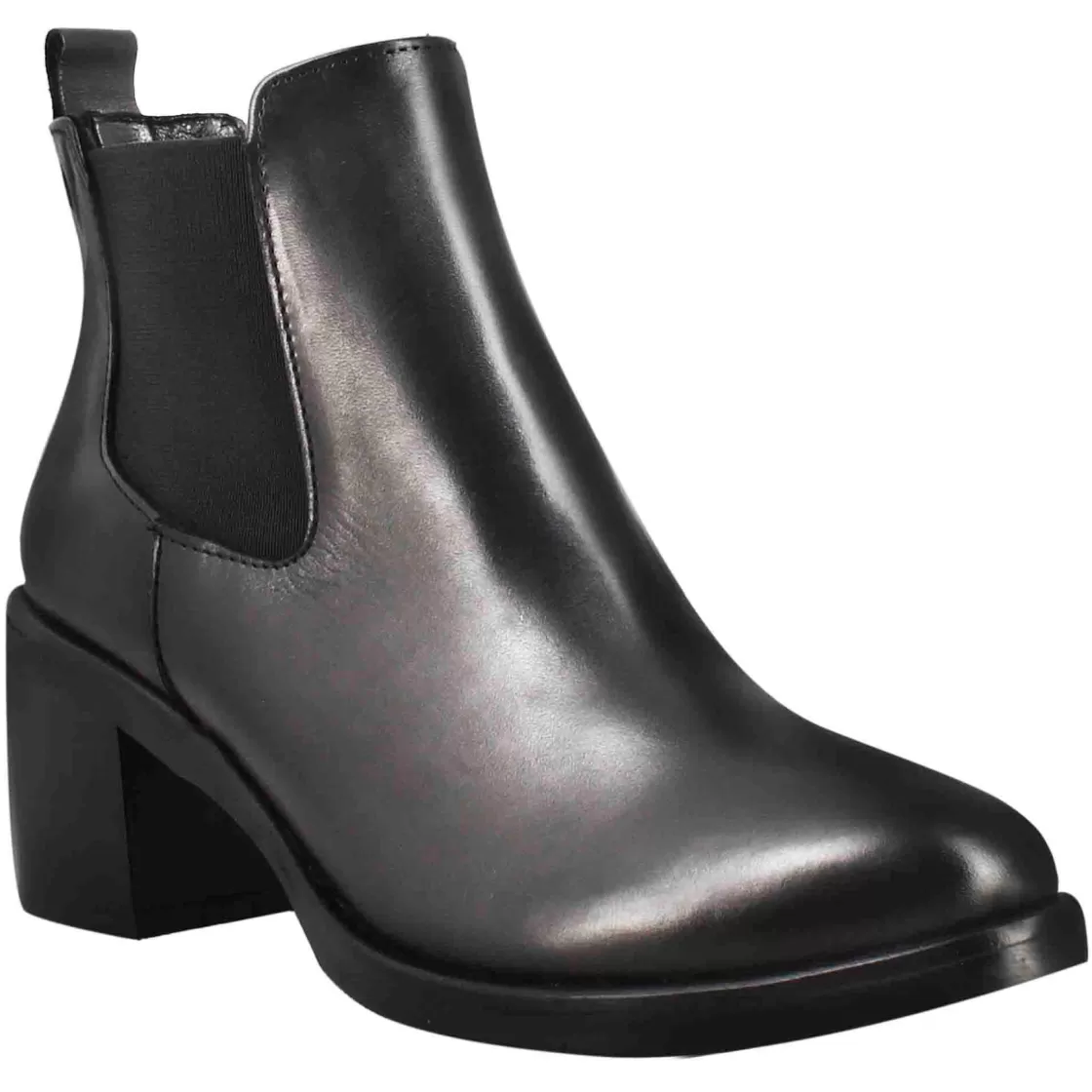 Store Leonardo Shoes Chelsea Da Donna Liscio Con Tacco Medio In Pelle Colore Nero