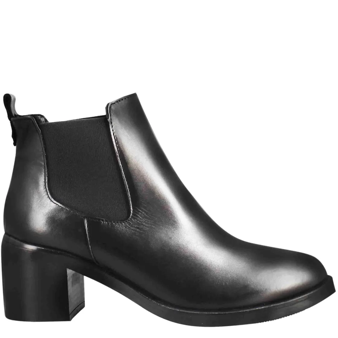 Store Leonardo Shoes Chelsea Da Donna Liscio Con Tacco Medio In Pelle Colore Nero