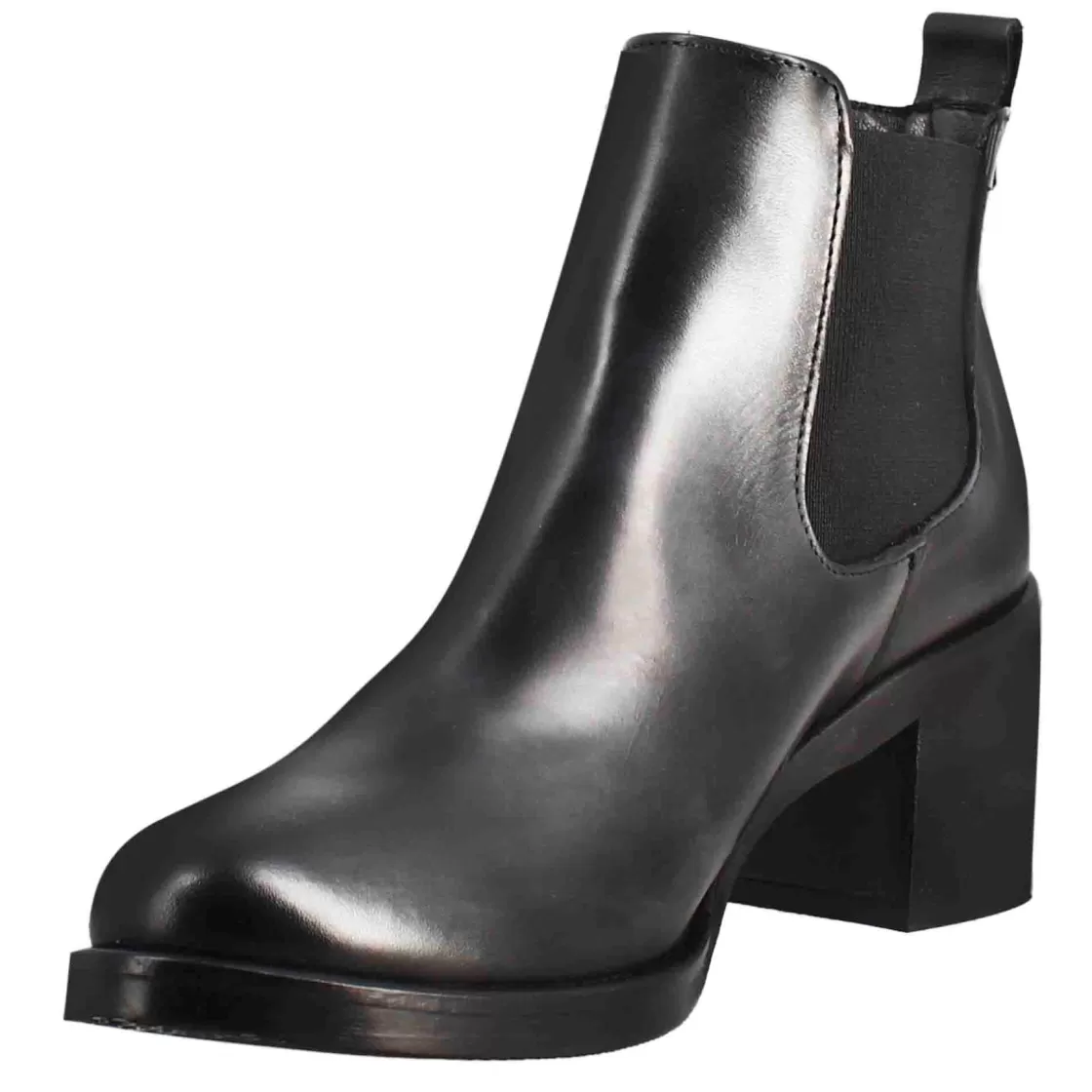 Store Leonardo Shoes Chelsea Da Donna Liscio Con Tacco Medio In Pelle Colore Nero