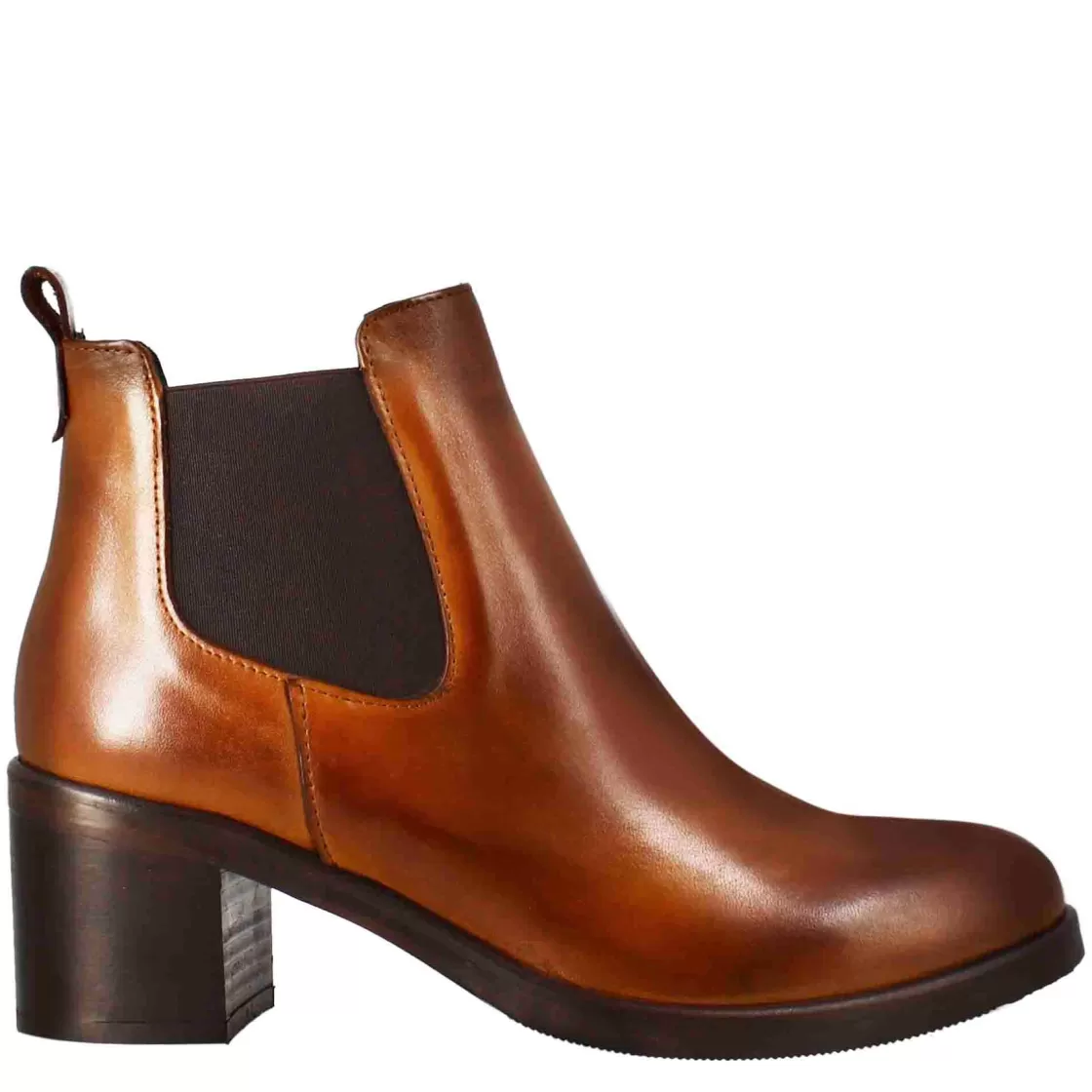 Online Leonardo Shoes Chelsea Da Donna Liscio Con Tacco Medio In Pelle Marrone