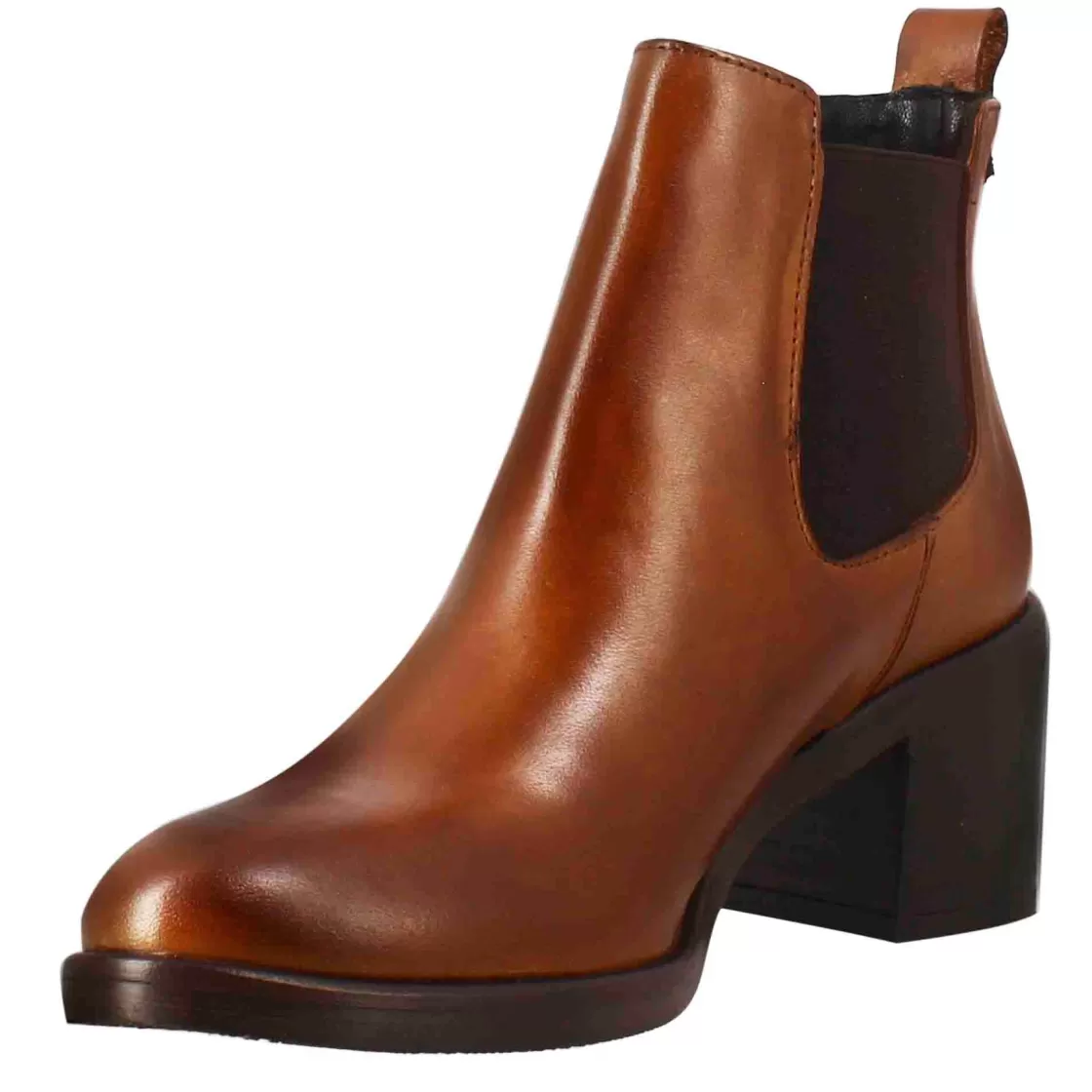 Online Leonardo Shoes Chelsea Da Donna Liscio Con Tacco Medio In Pelle Marrone