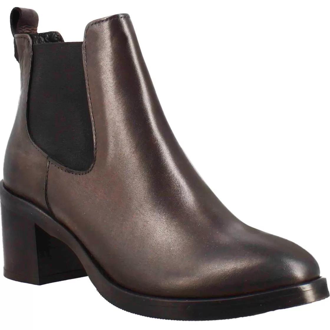 Discount Leonardo Shoes Chelsea Da Donna Liscio Con Tacco Medio In Pelle Scuro Marrone