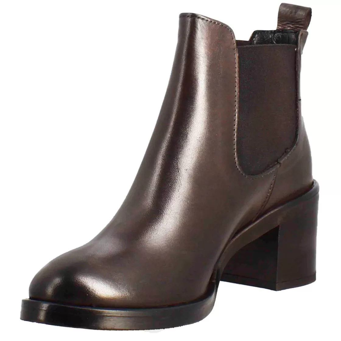 Discount Leonardo Shoes Chelsea Da Donna Liscio Con Tacco Medio In Pelle Scuro Marrone