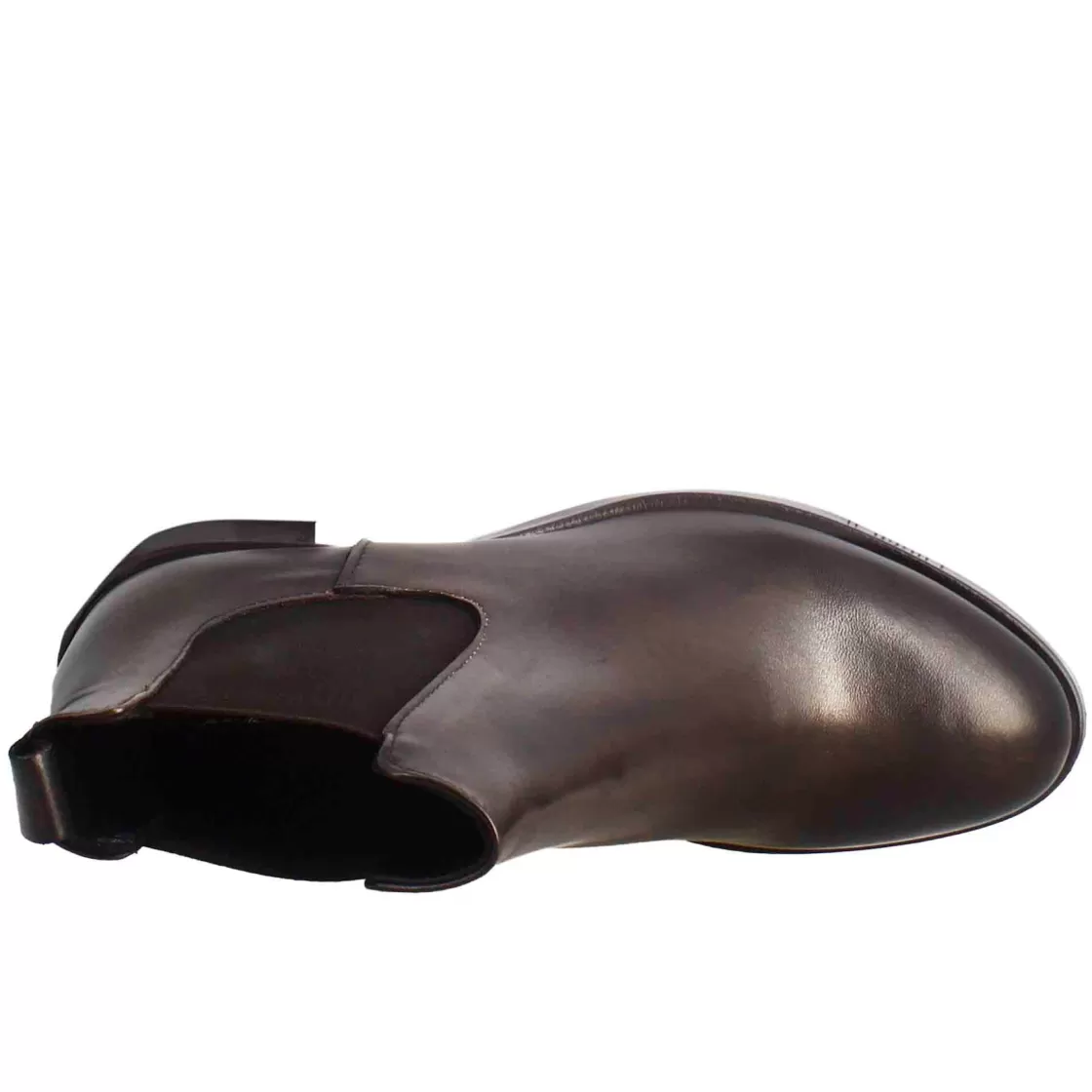 Discount Leonardo Shoes Chelsea Da Donna Liscio Con Tacco Medio In Pelle Scuro Marrone