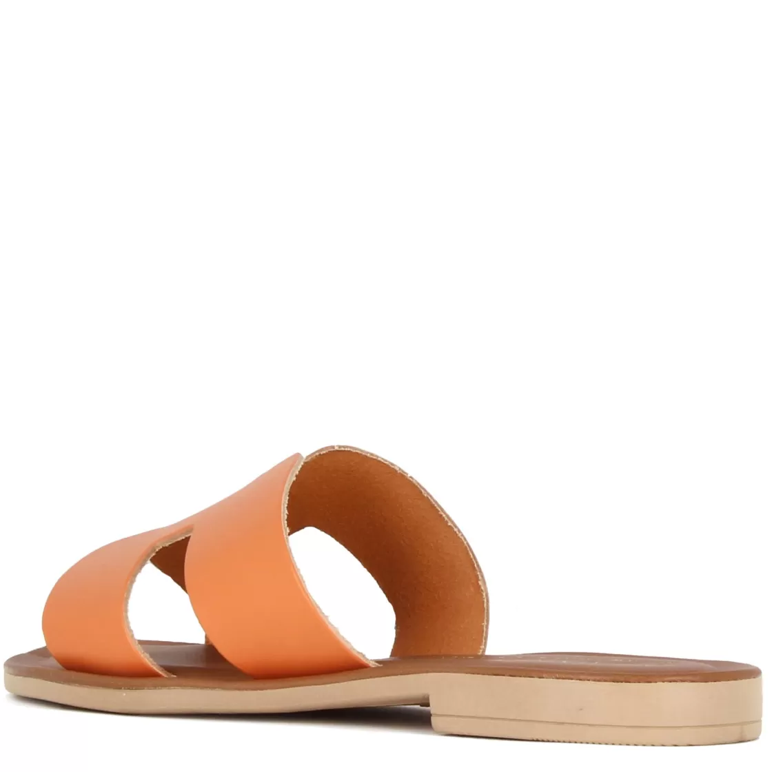 Store Leonardo Shoes Ciabattine Da Donna In Pelle Colore Arancio