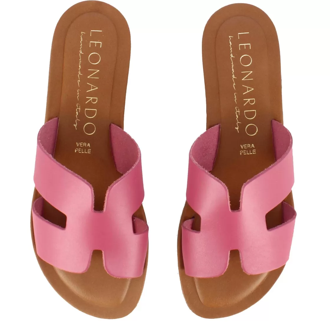 Store Leonardo Shoes Ciabattine Da Donna In Pelle Colore Rosa