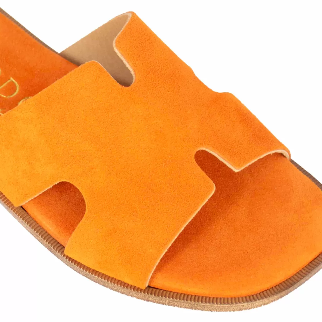 Fashion Leonardo Shoes Ciabattine Da Donna In Pelle Scamosciata Colore Arancio