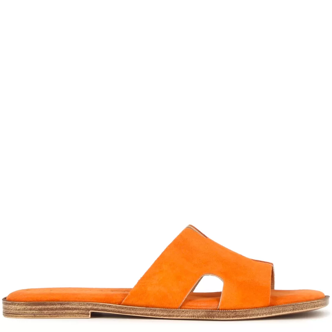 Fashion Leonardo Shoes Ciabattine Da Donna In Pelle Scamosciata Colore Arancio
