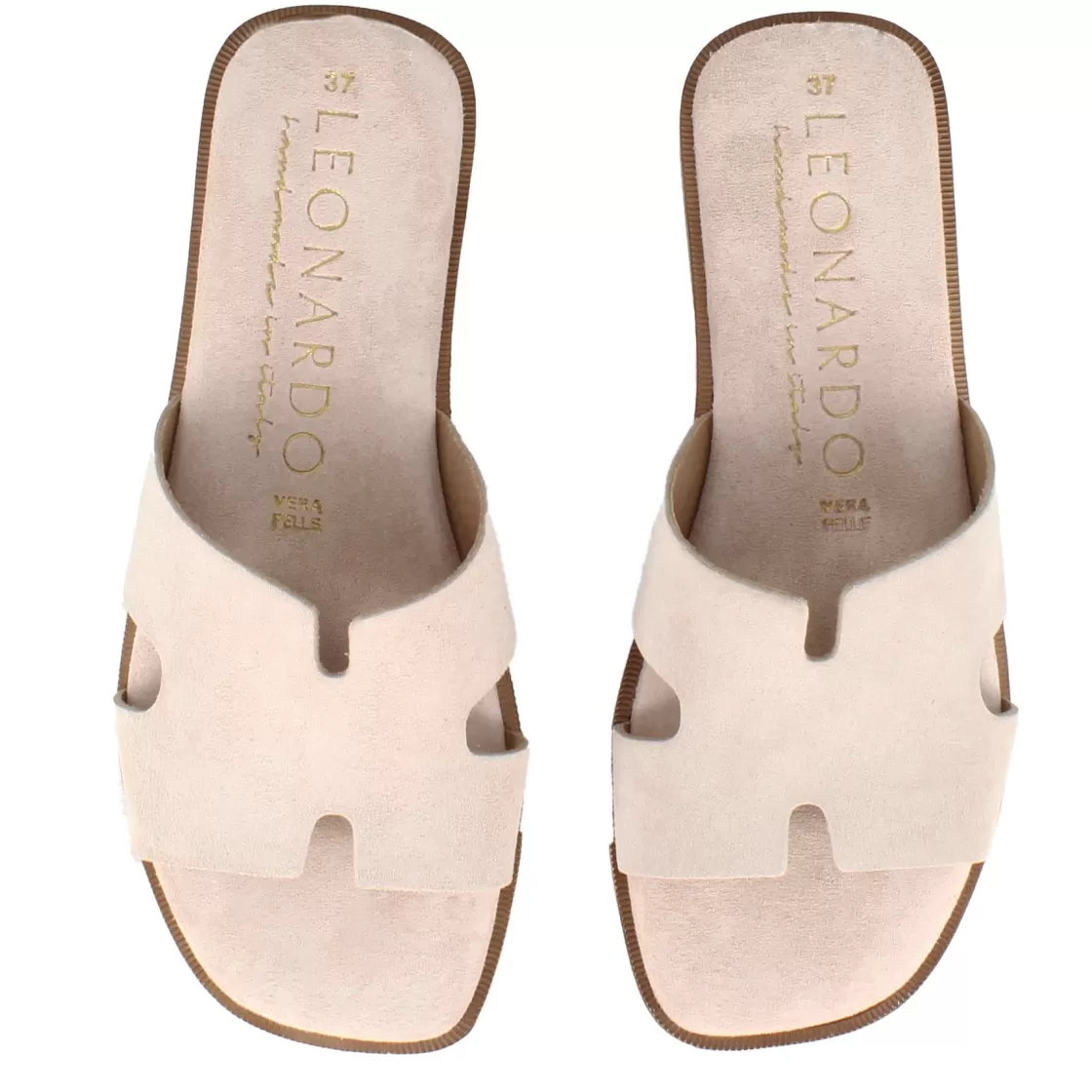 Hot Leonardo Shoes Ciabattine Da Donna In Pelle Scamosciata Colore Beige
