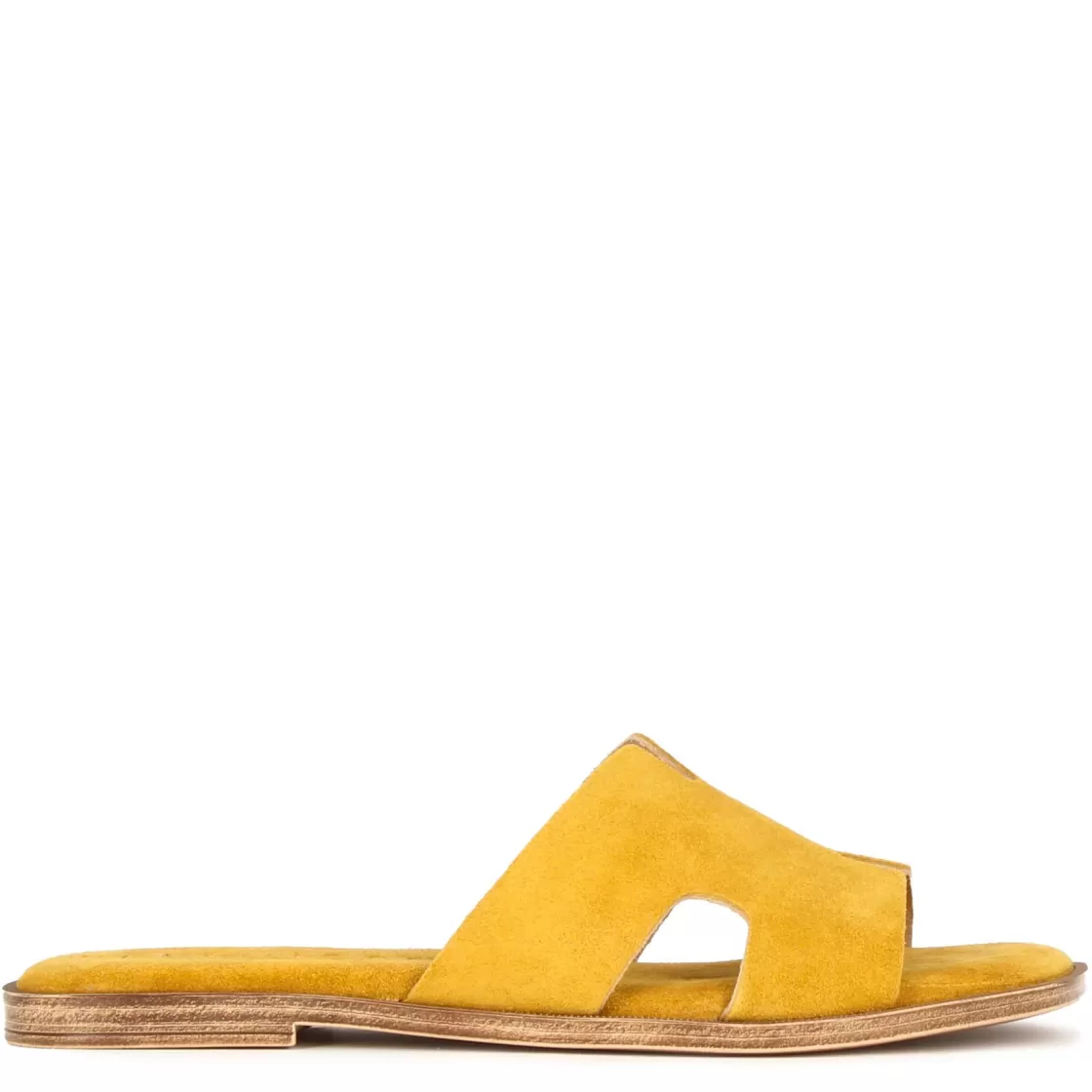 Store Leonardo Shoes Ciabattine Da Donna In Pelle Scamosciata Colore Giallo