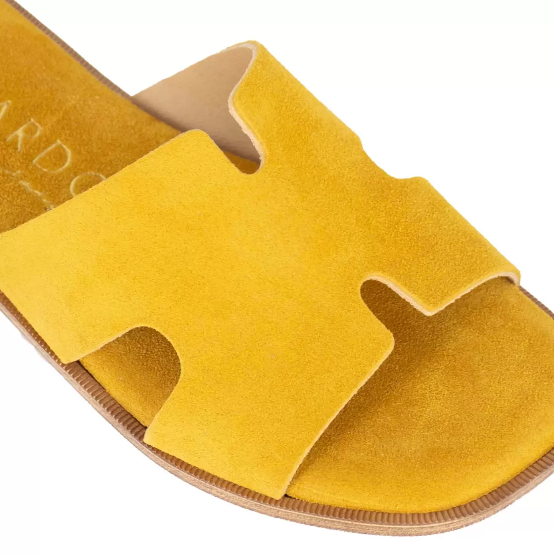 Store Leonardo Shoes Ciabattine Da Donna In Pelle Scamosciata Colore Giallo