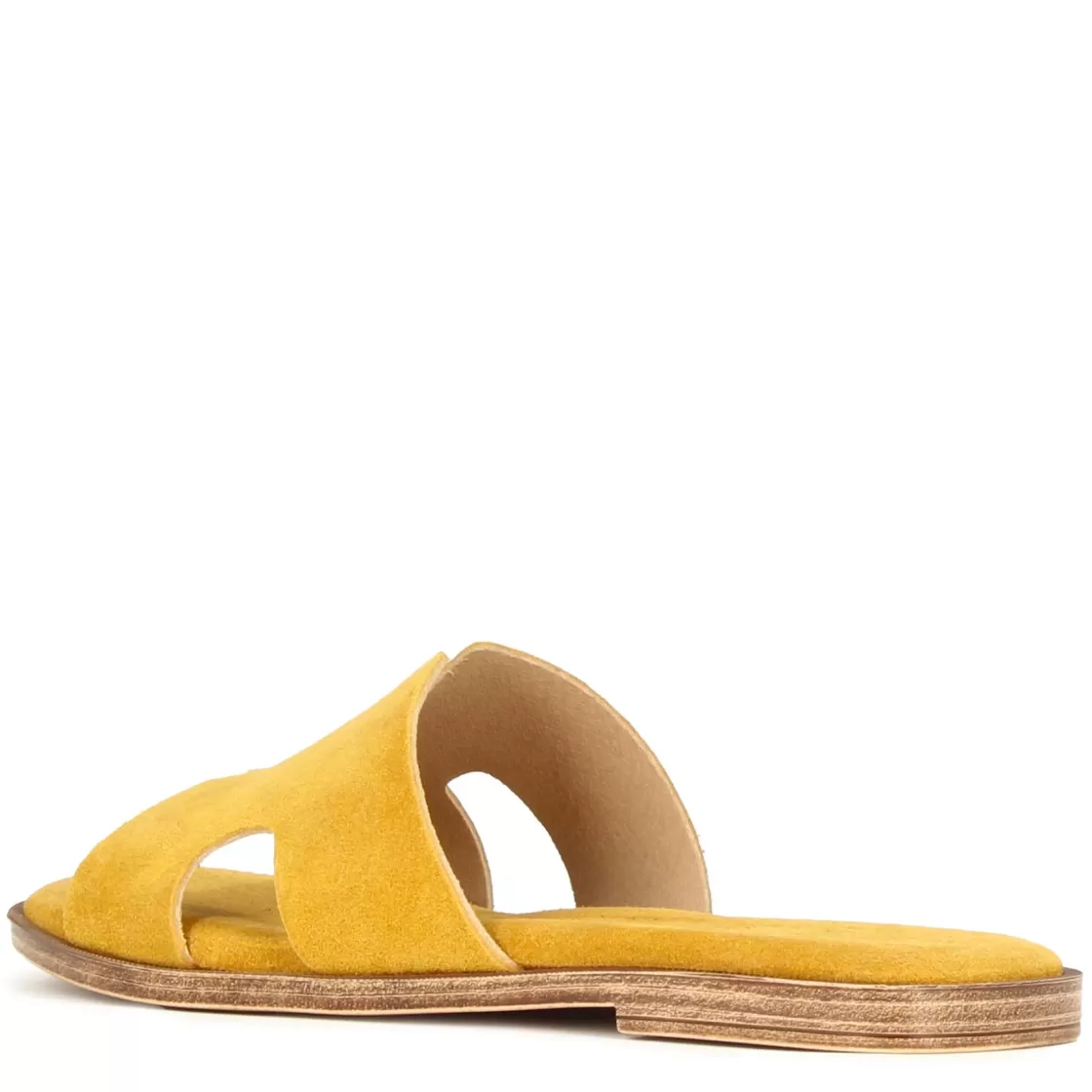 Store Leonardo Shoes Ciabattine Da Donna In Pelle Scamosciata Colore Giallo