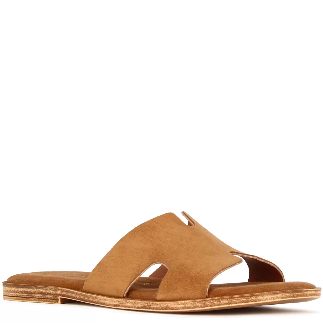 Shop Leonardo Shoes Ciabattine Da Donna In Pelle Scamosciata Colore Marrone Chiaro