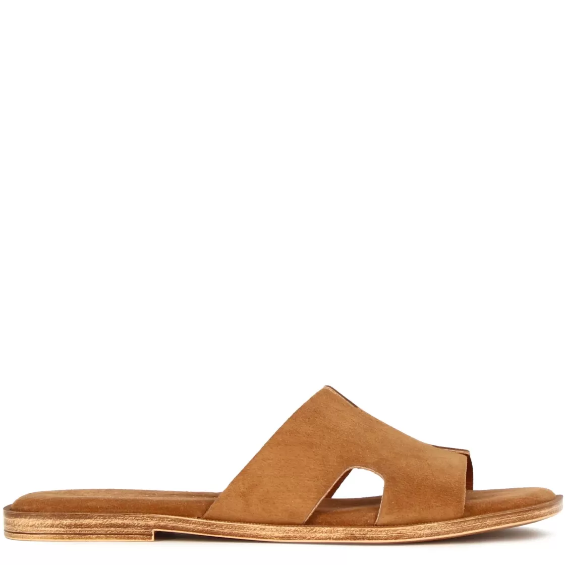 Shop Leonardo Shoes Ciabattine Da Donna In Pelle Scamosciata Colore Marrone Chiaro