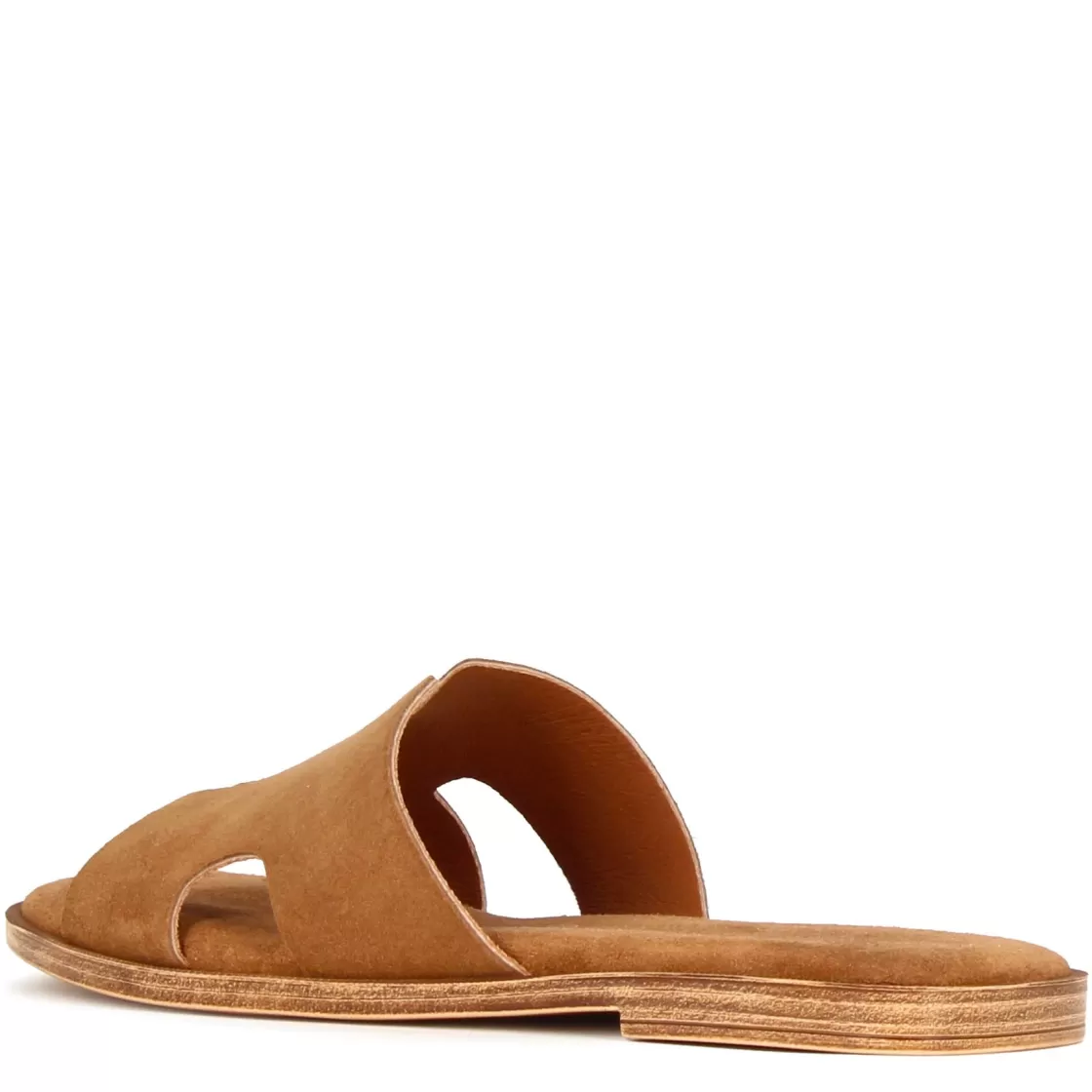 Shop Leonardo Shoes Ciabattine Da Donna In Pelle Scamosciata Colore Marrone Chiaro