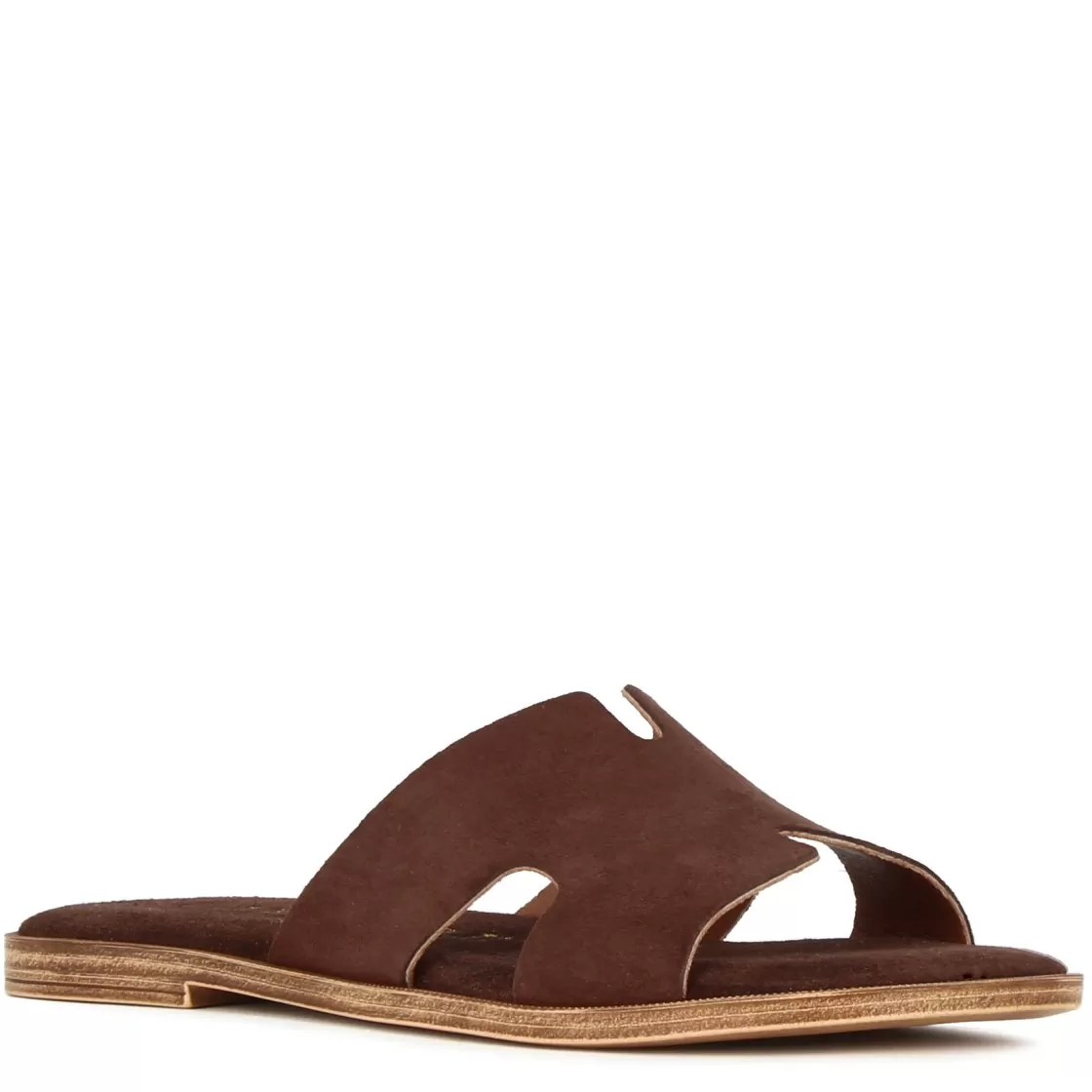 Outlet Leonardo Shoes Ciabattine Da Donna In Pelle Scamosciata Colore Marrone Scuro