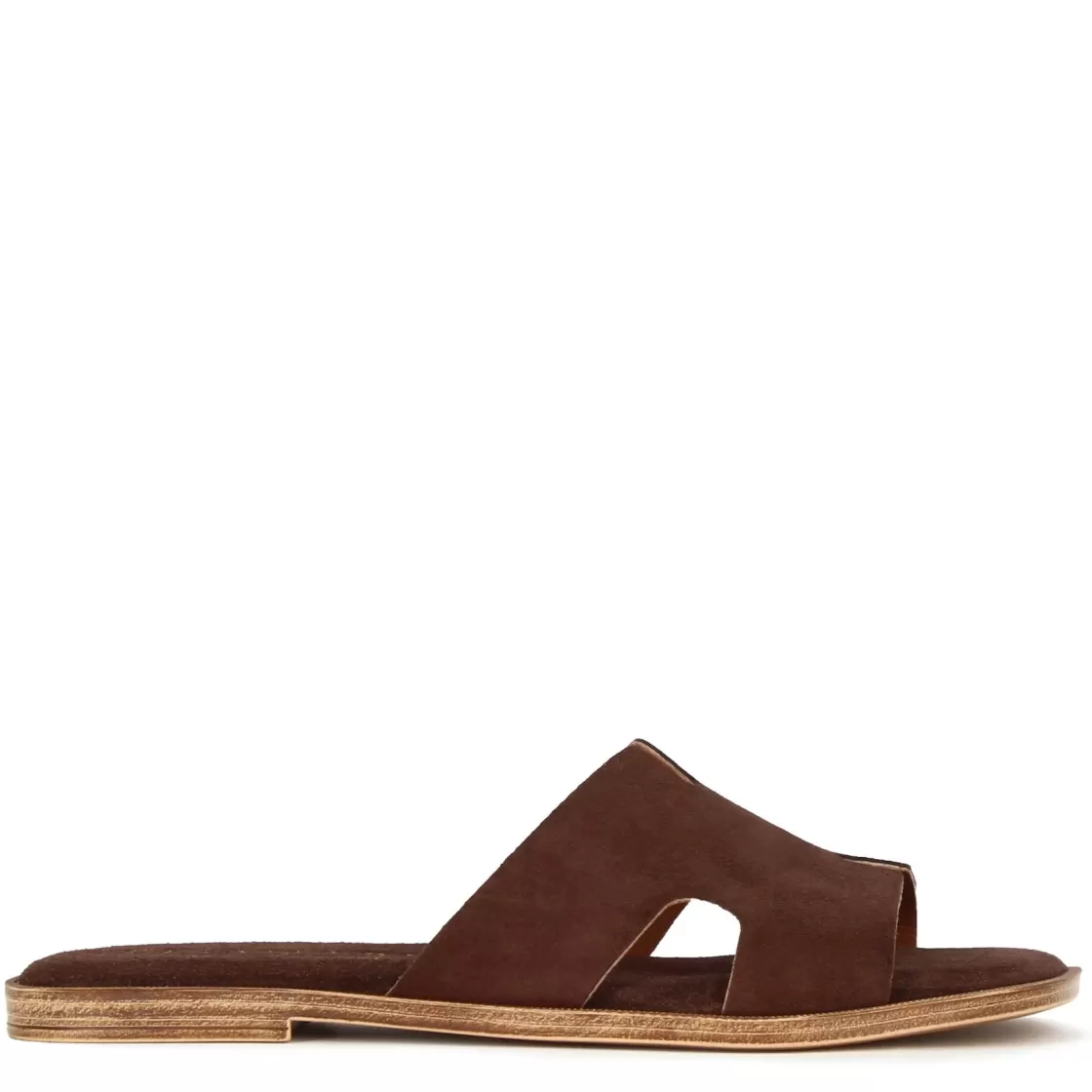 Outlet Leonardo Shoes Ciabattine Da Donna In Pelle Scamosciata Colore Marrone Scuro