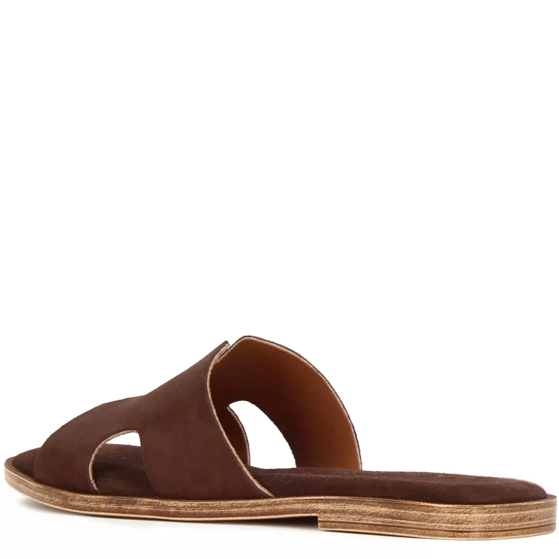 Outlet Leonardo Shoes Ciabattine Da Donna In Pelle Scamosciata Colore Marrone Scuro