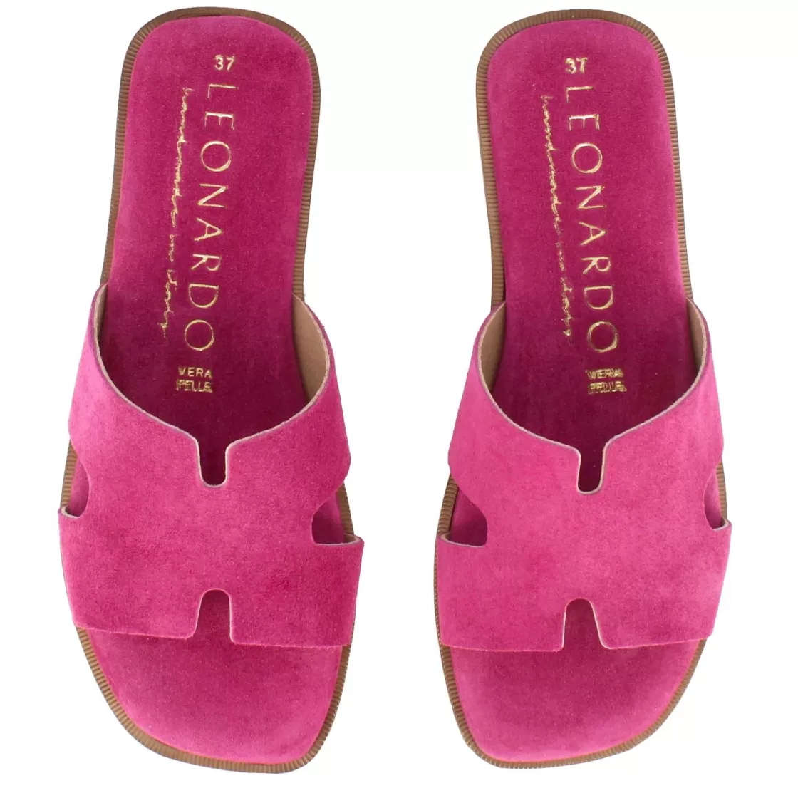 Sale Leonardo Shoes Ciabattine Da Donna In Pelle Scamosciata Colore Rosa