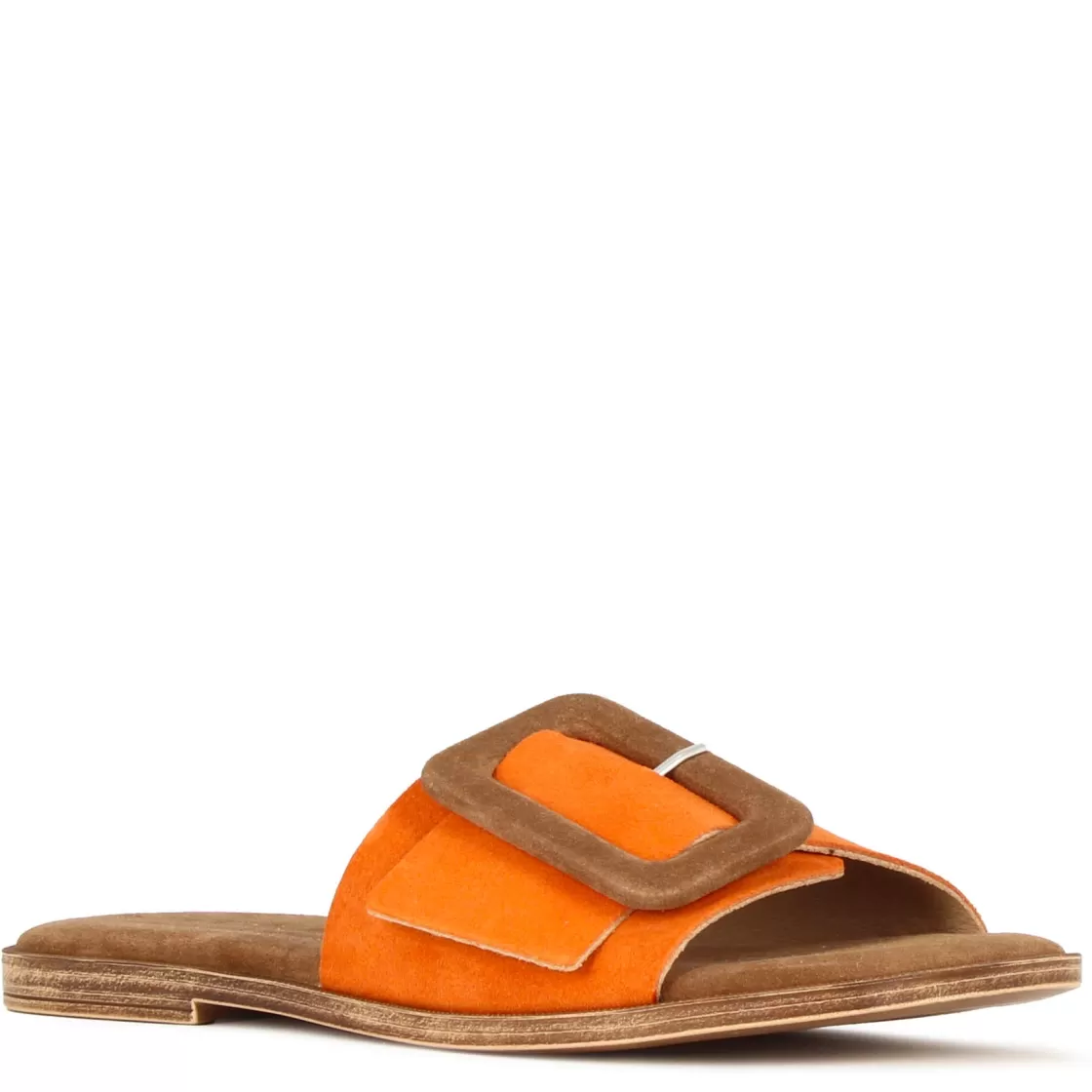 Hot Leonardo Shoes Ciabattine Da Donna Scamosciate Colore E Marrone Arancio