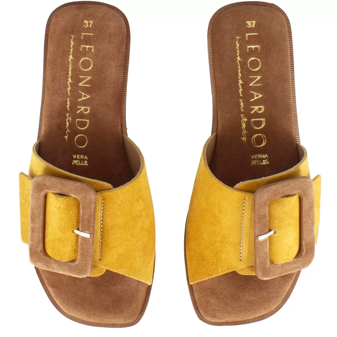 Hot Leonardo Shoes Ciabattine Da Donna Scamosciate Colore E Marrone Giallo