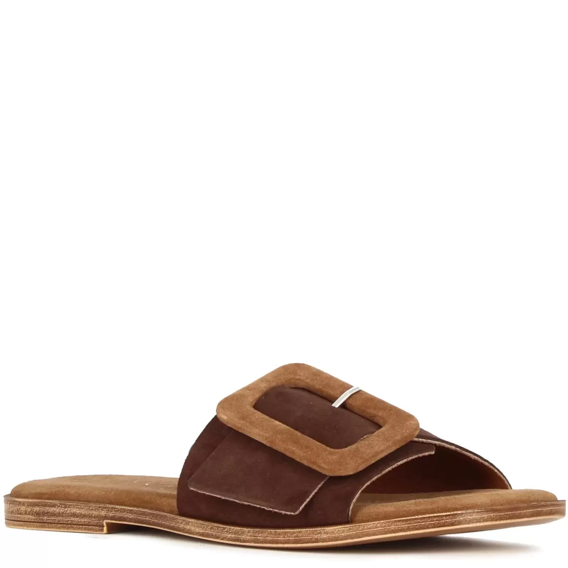 Clearance Leonardo Shoes Ciabattine Da Donna Scamosciate Colore Marrone Chiaro E Marrone Scuro