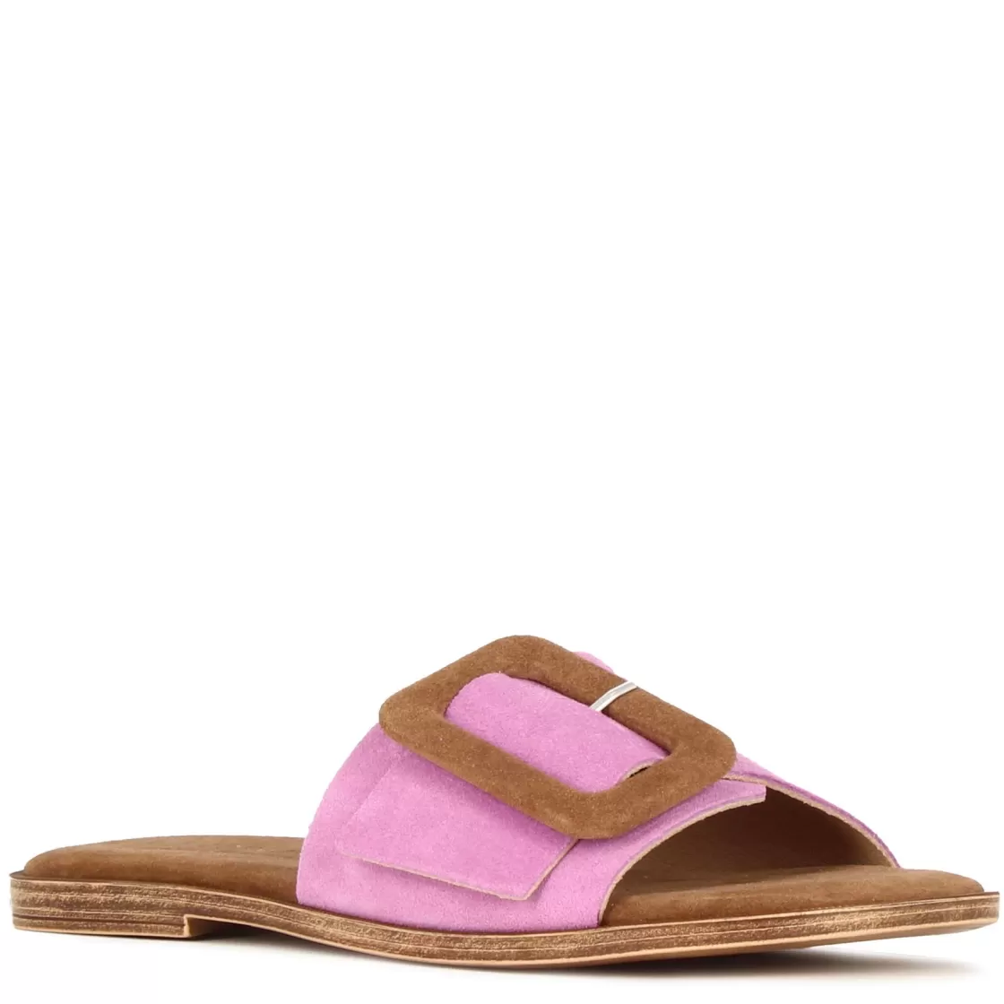 Online Leonardo Shoes Ciabattine Da Donna Scamosciate Colore Con Fibbia Viola