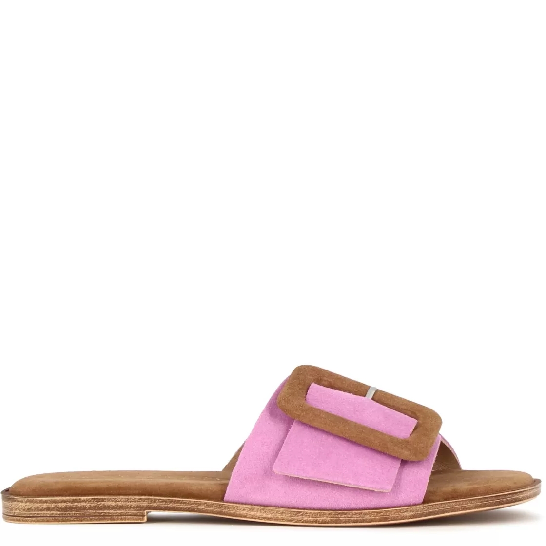 Online Leonardo Shoes Ciabattine Da Donna Scamosciate Colore Con Fibbia Viola