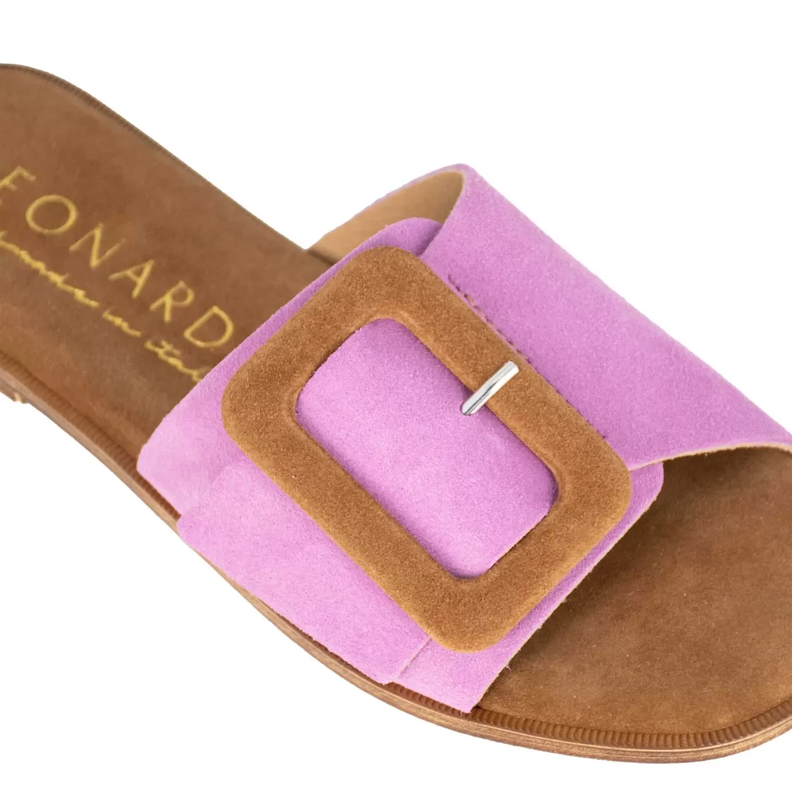 Online Leonardo Shoes Ciabattine Da Donna Scamosciate Colore Con Fibbia Viola