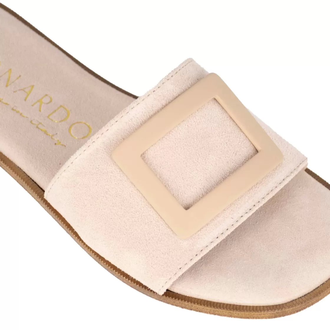 New Leonardo Shoes Ciabattine Da Donna Scamosciate Con Fascia Colore Beige