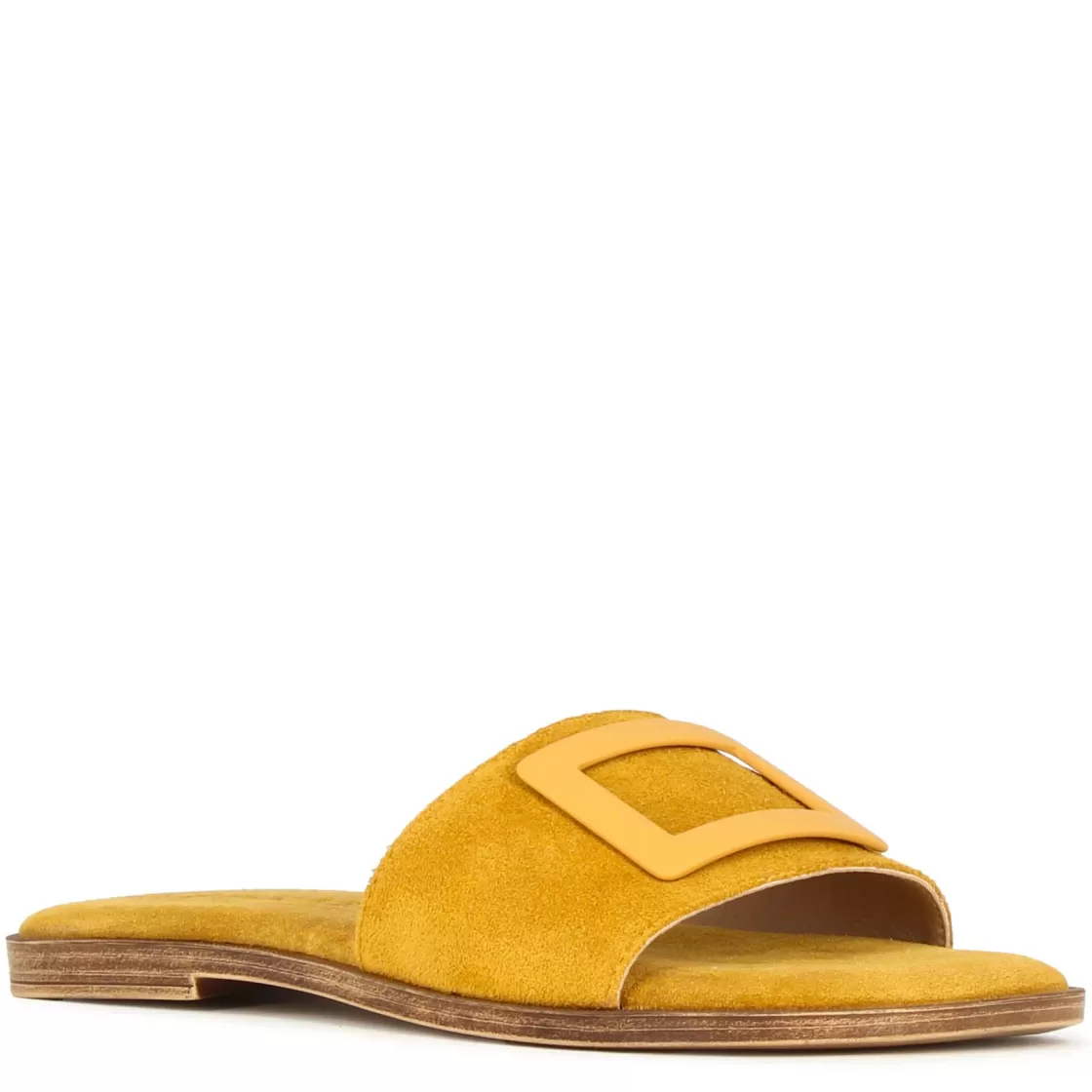 Hot Leonardo Shoes Ciabattine Da Donna Scamosciate Con Fascia Colore Giallo