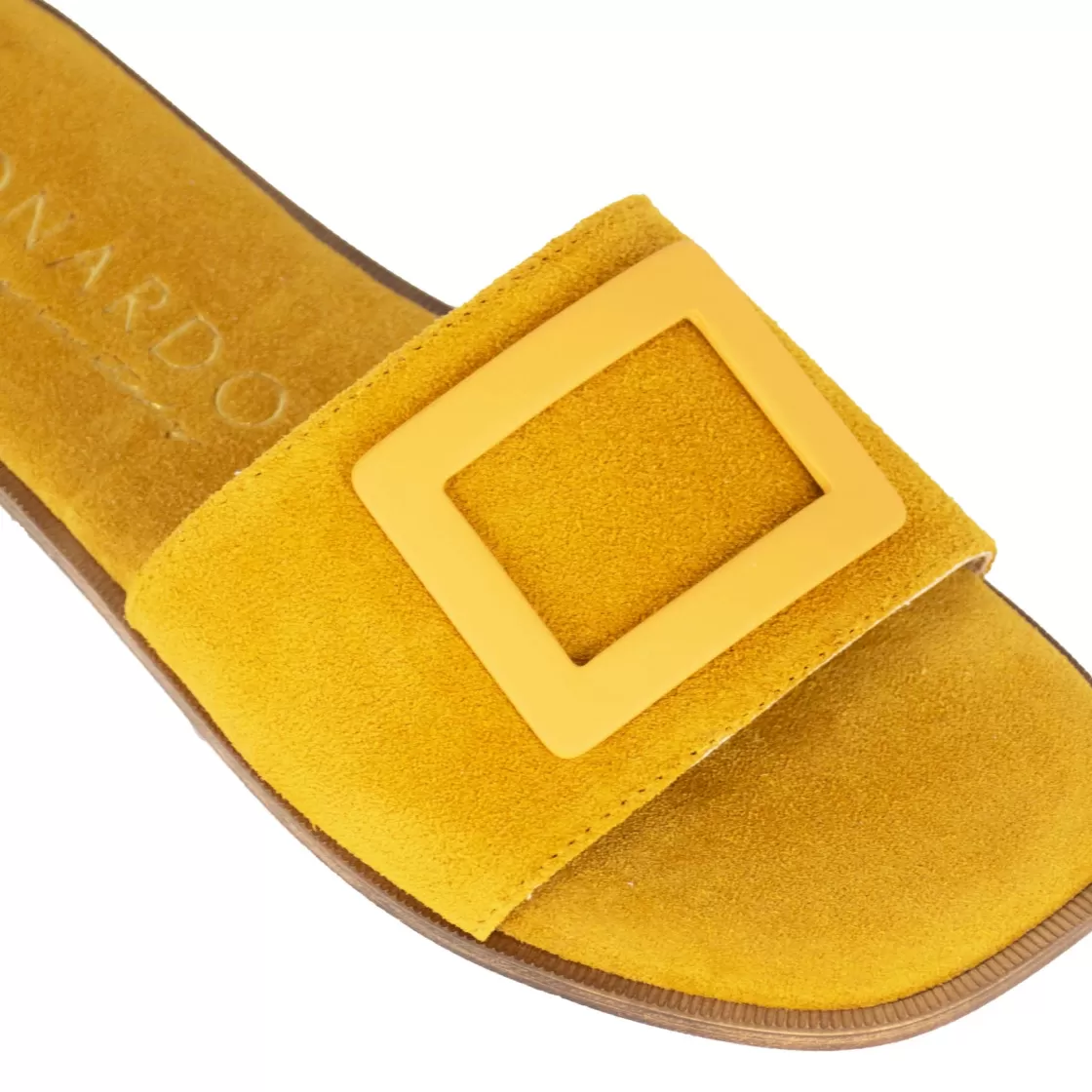 Hot Leonardo Shoes Ciabattine Da Donna Scamosciate Con Fascia Colore Giallo