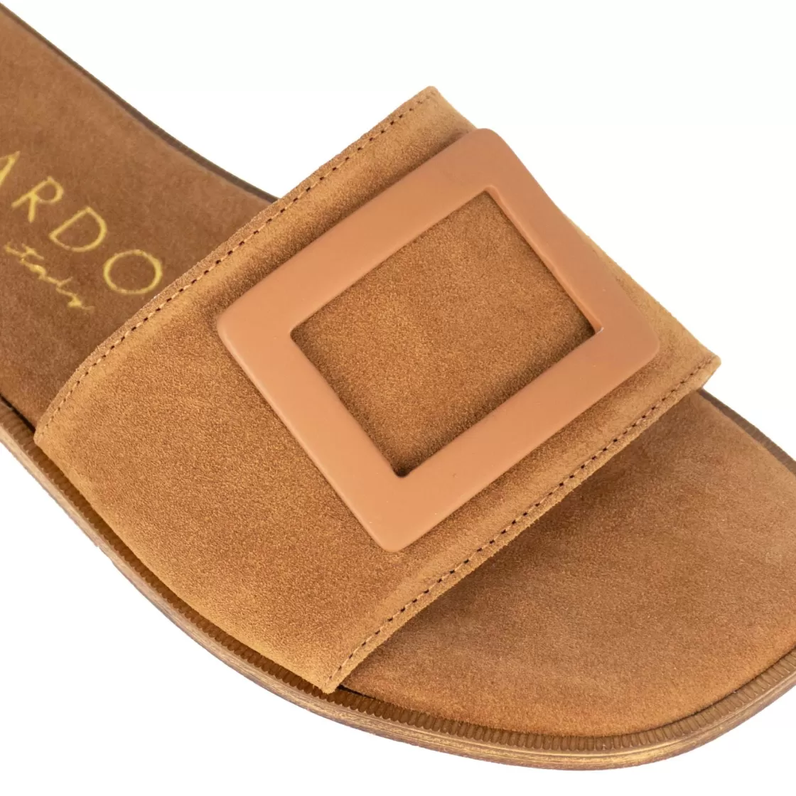 Discount Leonardo Shoes Ciabattine Da Donna Scamosciate Con Fascia Colore Marrone Chiaro