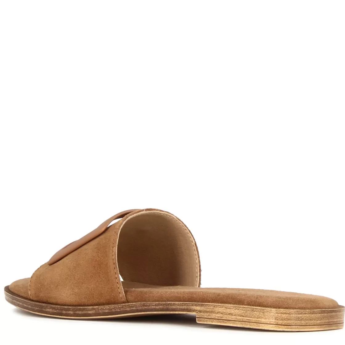 Discount Leonardo Shoes Ciabattine Da Donna Scamosciate Con Fascia Colore Marrone Chiaro