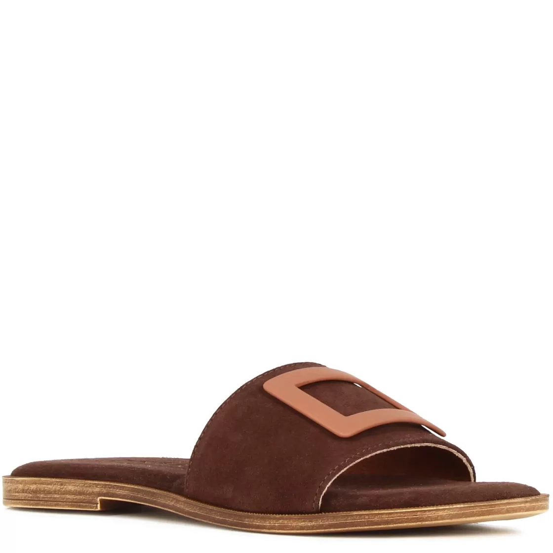 Discount Leonardo Shoes Ciabattine Da Donna Scamosciate Con Fascia Colore Marrone Scuro