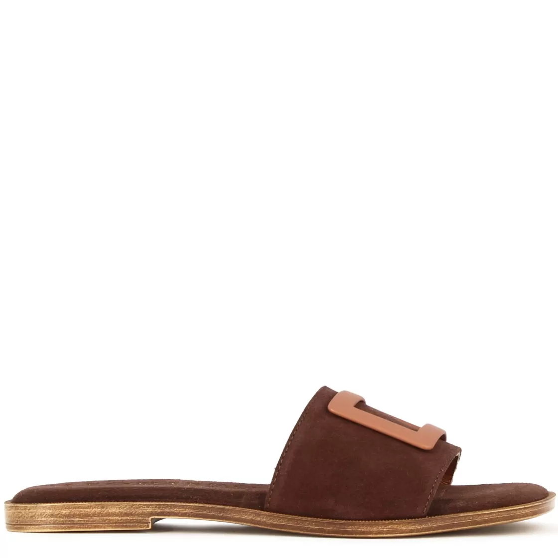 Discount Leonardo Shoes Ciabattine Da Donna Scamosciate Con Fascia Colore Marrone Scuro