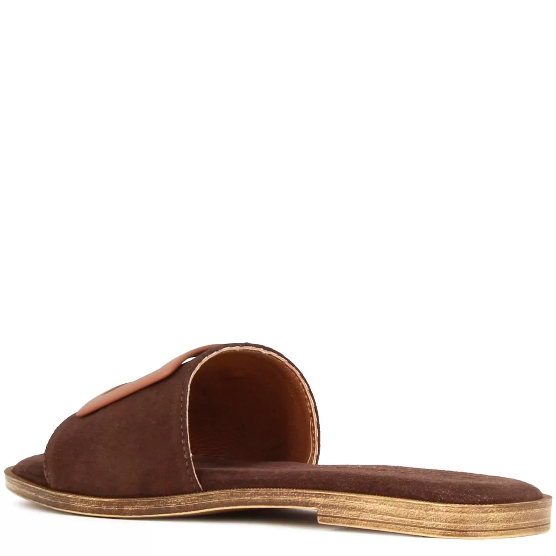 Discount Leonardo Shoes Ciabattine Da Donna Scamosciate Con Fascia Colore Marrone Scuro