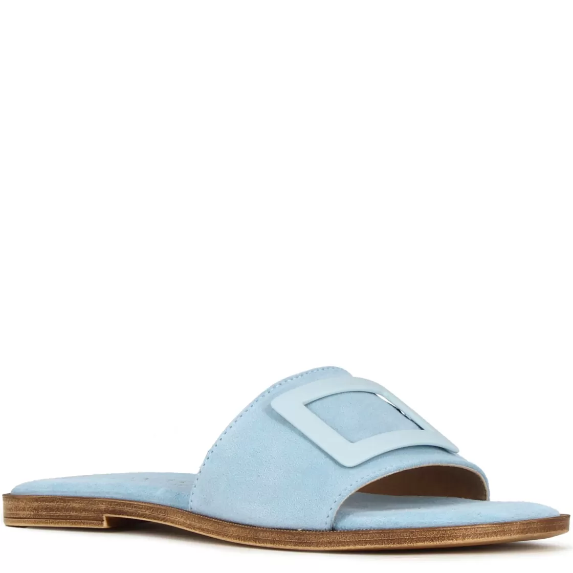 Shop Leonardo Shoes Ciabattine Da Donna Scamosciate Con Fascia Colore Turchese