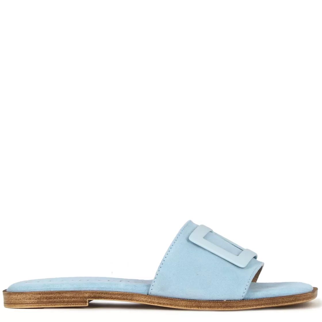 Shop Leonardo Shoes Ciabattine Da Donna Scamosciate Con Fascia Colore Turchese