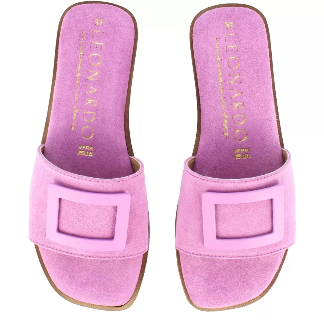 Best Sale Leonardo Shoes Ciabattine Da Donna Scamosciate Con Fascia Colore Viola
