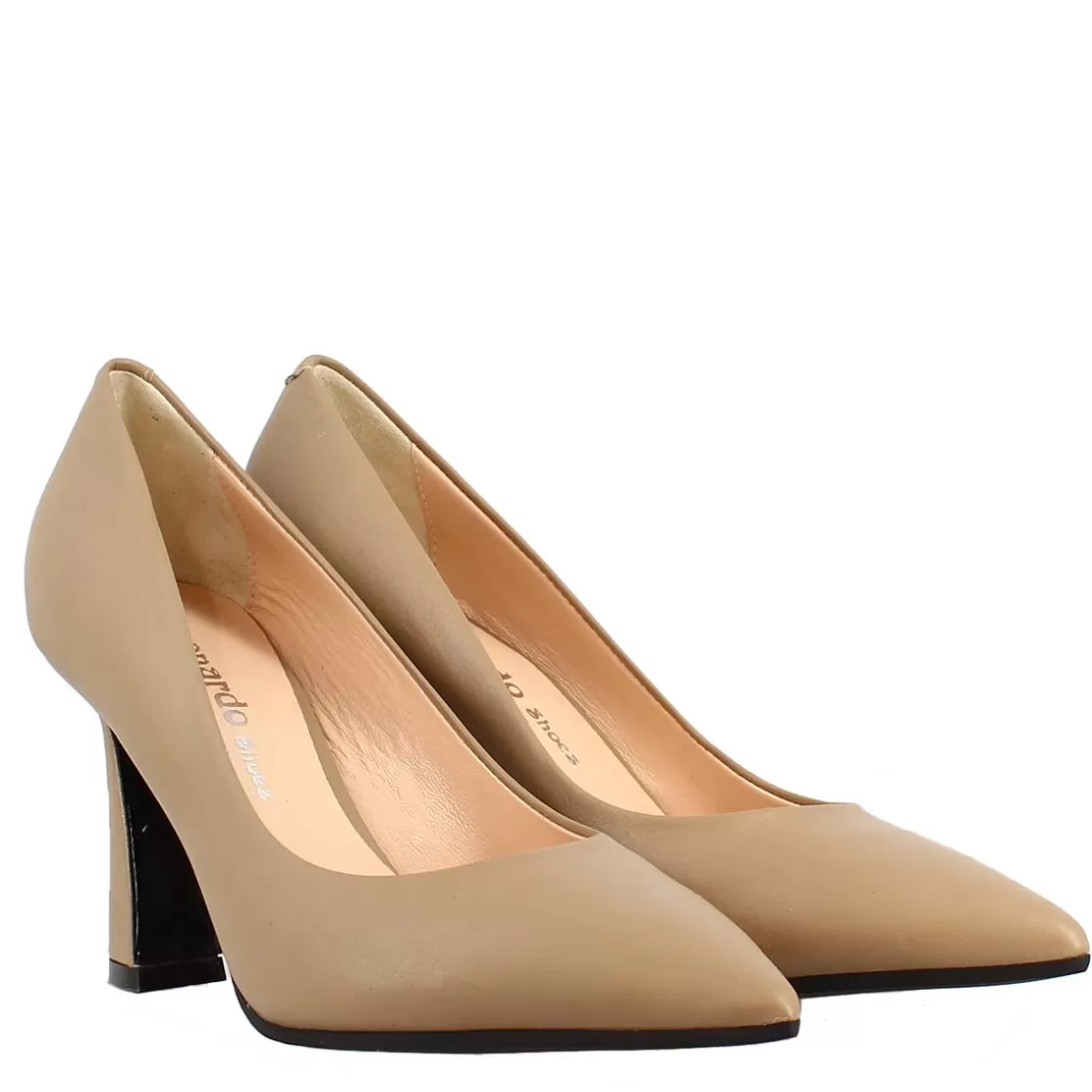 Hot Leonardo Shoes Décolleté A Punta In Pelle Color Noce Beige