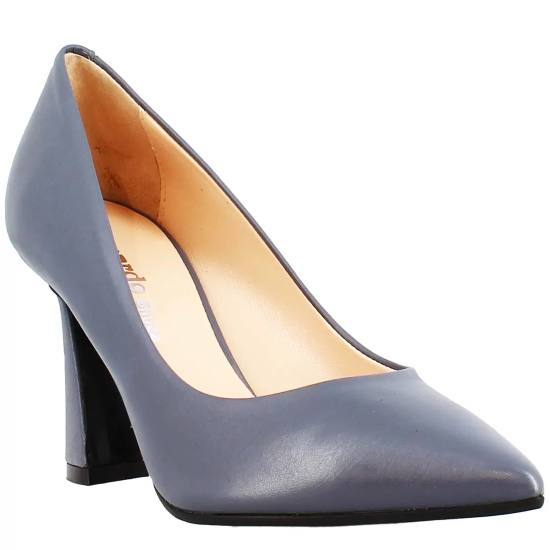 Discount Leonardo Shoes Décolleté A Punta In Pelle Color Celeste