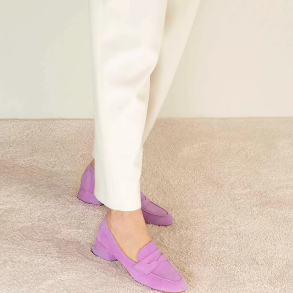 Cheap Leonardo Shoes Décolleté Classica Da Donna In Pelle Scamosciata Colore Viola