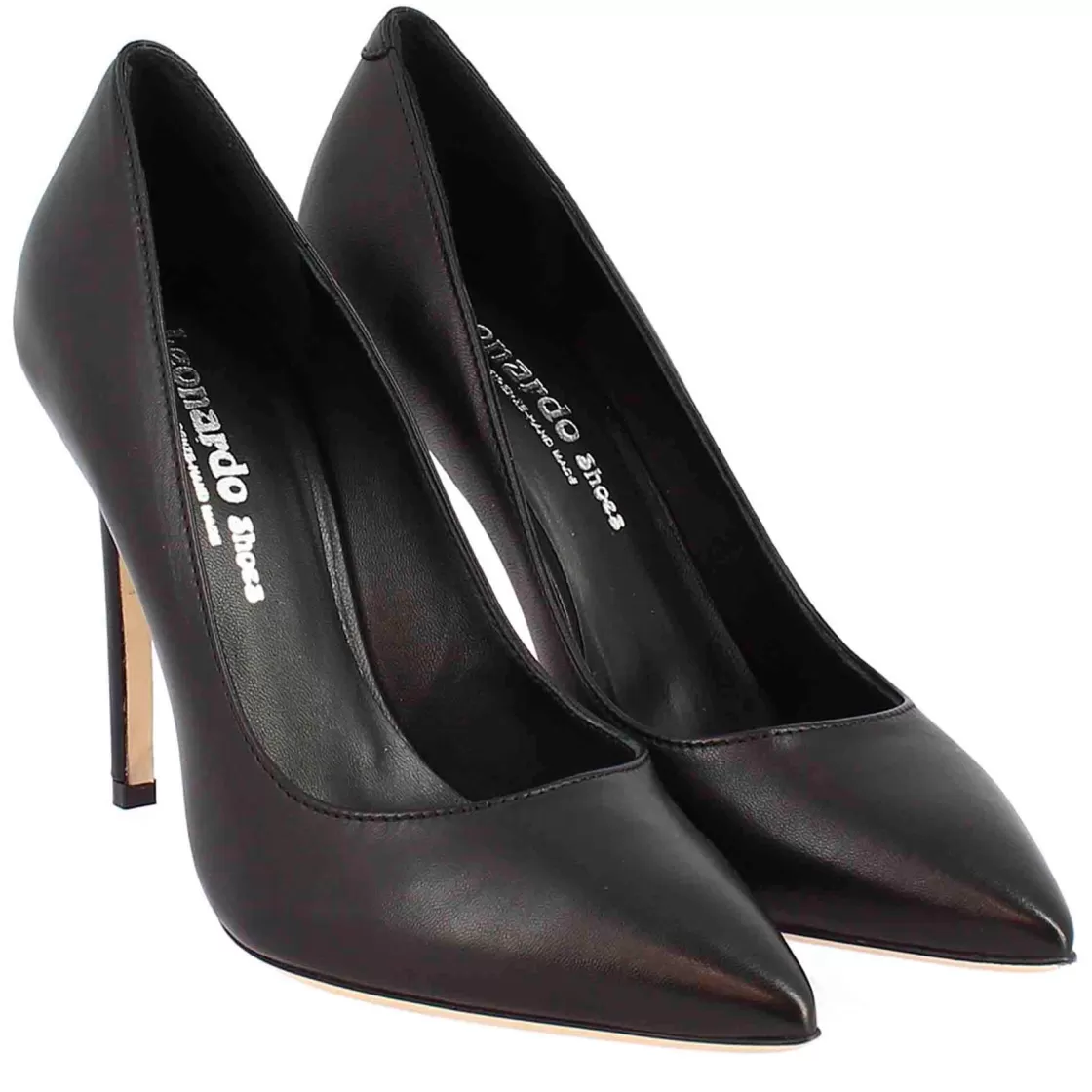 Shop Leonardo Shoes Décolleté Con Tacco Alto Eleganti Da Donna Fatte A Mano In Pelle Nera Nero