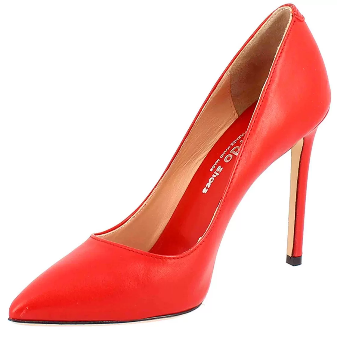 Clearance Leonardo Shoes Décolleté Con Tacco Alto Eleganti Da Donna Fatte A Mano In Pelle Rossa Rosso
