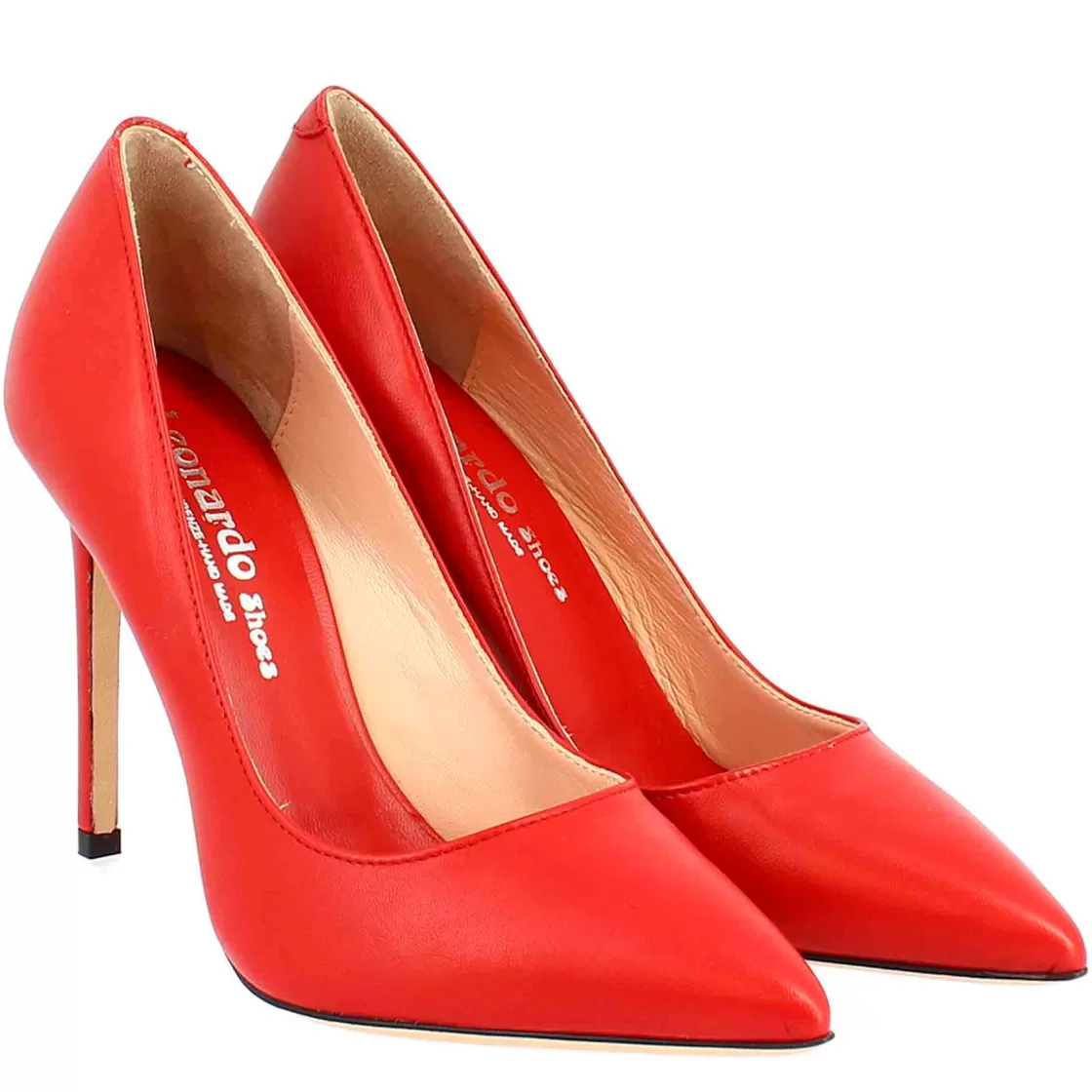 Clearance Leonardo Shoes Décolleté Con Tacco Alto Eleganti Da Donna Fatte A Mano In Pelle Rossa Rosso