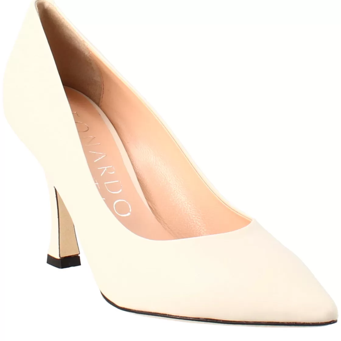 New Leonardo Shoes Décolleté Da Donna In Pelle Colore A Punta Beige