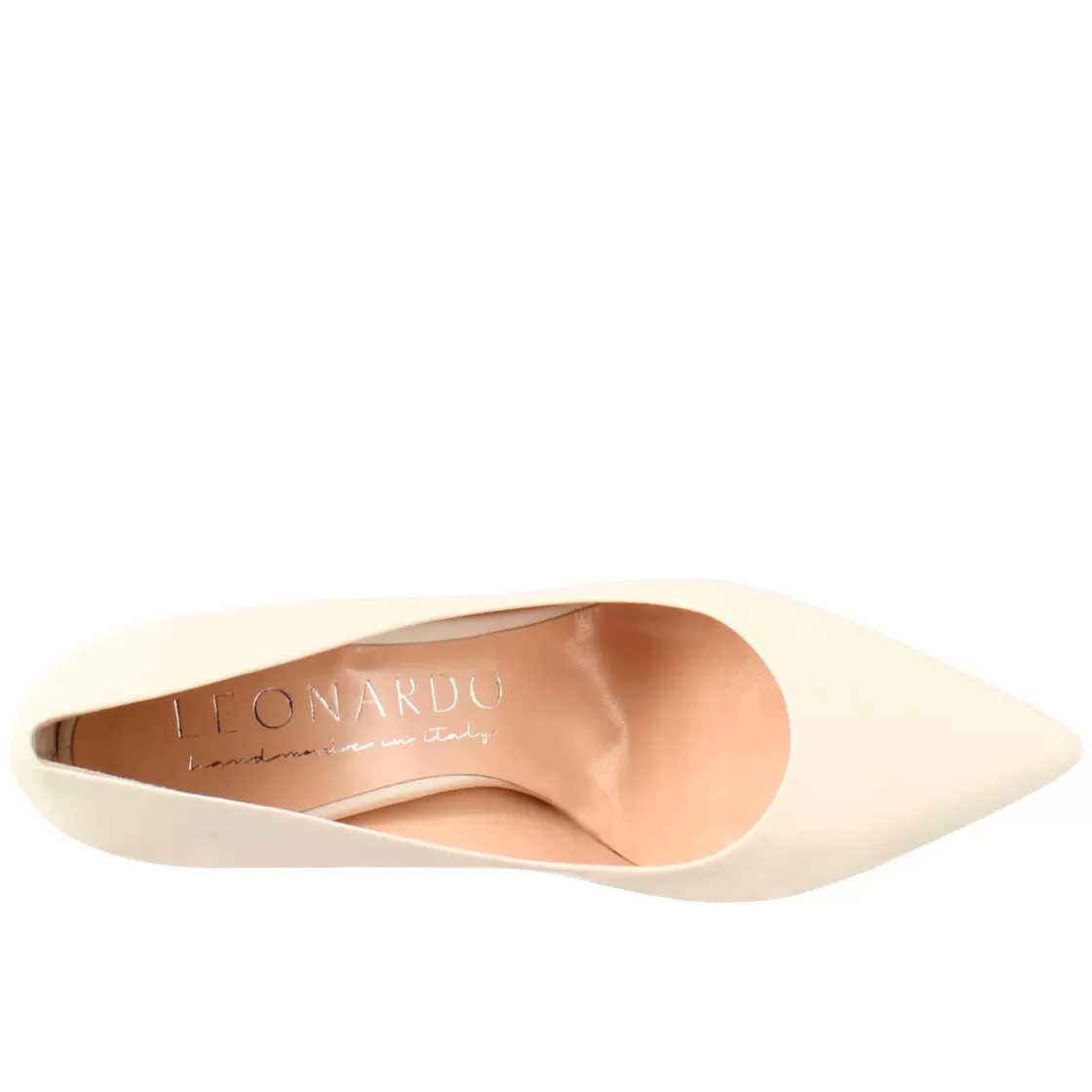 New Leonardo Shoes Décolleté Da Donna In Pelle Colore A Punta Beige