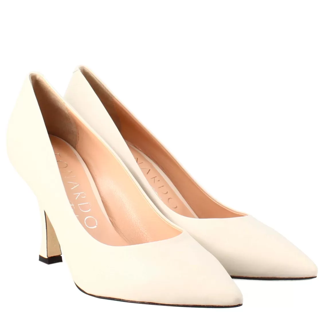 New Leonardo Shoes Décolleté Da Donna In Pelle Colore A Punta Beige